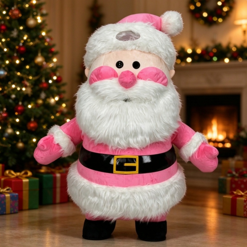 Costumes - Rosa Weihnachtsmann Aufblasbares Maskottchen-Kostüm für Erwachsene