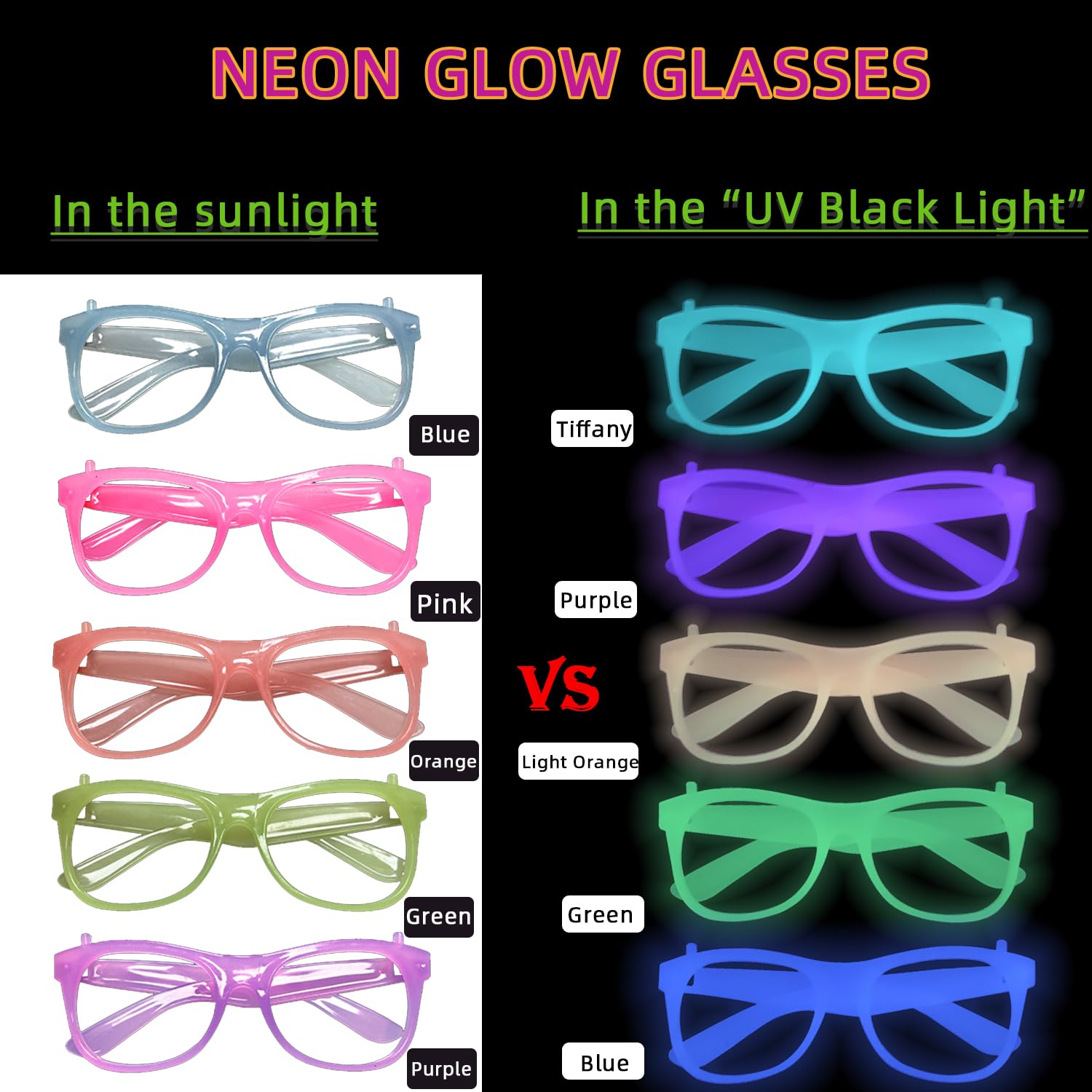 2/24 Stück Leuchtende Neon-Bri – Glow In The Dark Party Glasses Bewertung und Preis